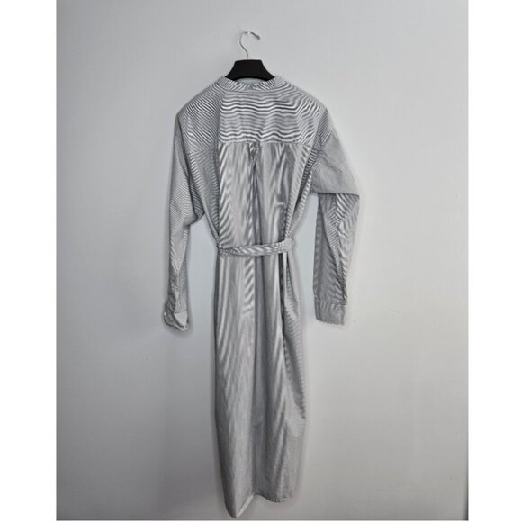 Gap Tall Gray & White Striped Button-Down Shirtdress M – Pockets, Band Collar - Picture 2 of 5